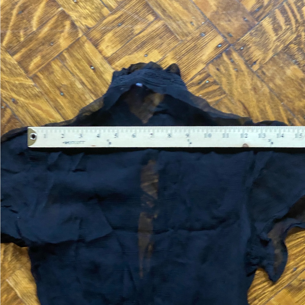 Black Sheer Blouse with Sequins Embellishments - Size S - Picture 5 of 9